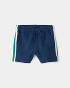 Baby Boy Striped French Terry Shorts - Blue/Green, image 1 of 5 slides