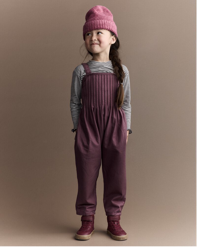 Toddler Girl Pleated Overalls - Mauve, image 1 of 6 slides