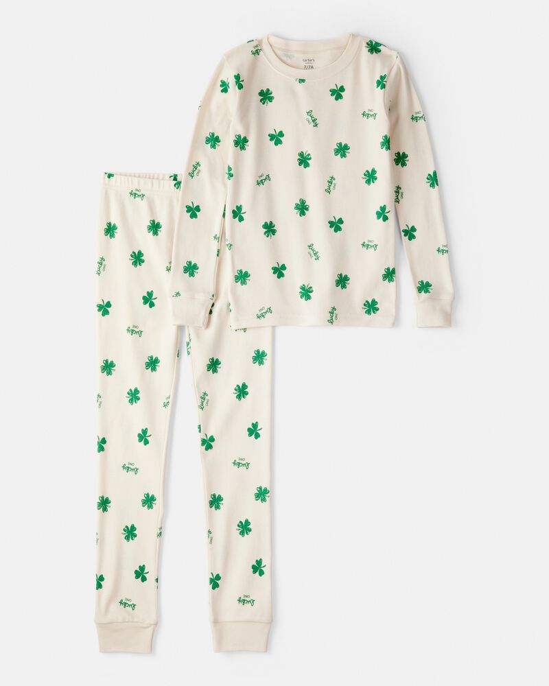 Kid St. Patrick's Day 100% Cotton Snug Fit 2-Piece Pyjamas - Ivory, image 1 of 3 slides