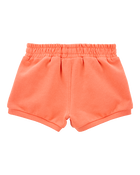 Baby Girl Pull-On French Terry Shorts - Orange, image 2 of 4 slides
