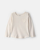 Toddler Girl Heart Long-Sleeve Top - Cream, image 1 of 3 slides