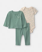 Baby Boy 3-Piece Dinosaur Long-Sleeve Layering Set - Green, image 1 of 5 slides