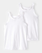 Girls 2-Pack Tank Undershirts - White, image 1 of 2 slides
