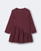 Toddler Girl Ribbed Long-Sleeve Asymmetrical Dress - Burgundy, image 1 of 2 slides