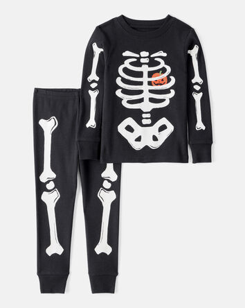 Toddler 2-Piece Glow Halloween Skeleton 100% Snug Fit Cotton Pyjamas, 