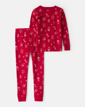 Kid Christmas 100% Cotton Snug Fit 2-Piece Pyjamas - Red, 