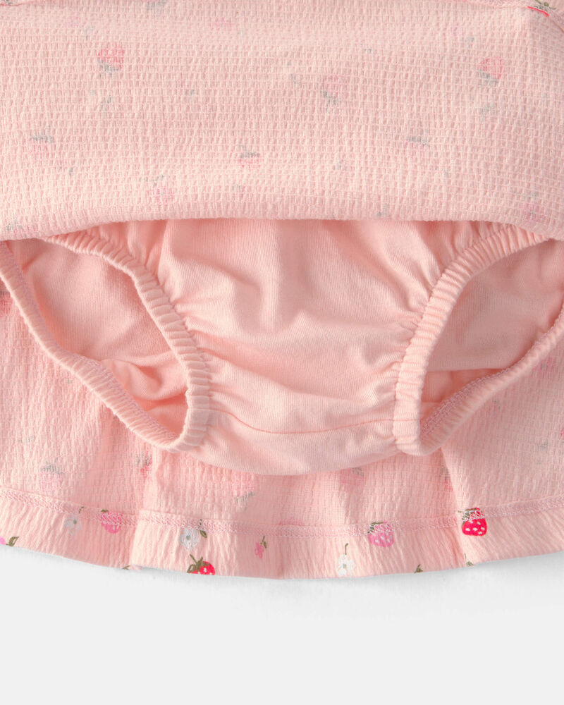 B&eacute;b&eacute; fille - Ensemble 2 pi&egrave;ces haut &agrave; manches courtes et jupe-short, fraises - Rose, image 2 sur 3 diapositives