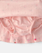 B&eacute;b&eacute; fille - Ensemble 2 pi&egrave;ces haut &agrave; manches courtes et jupe-short, fraises - Rose, image 2 sur 3 diapositives