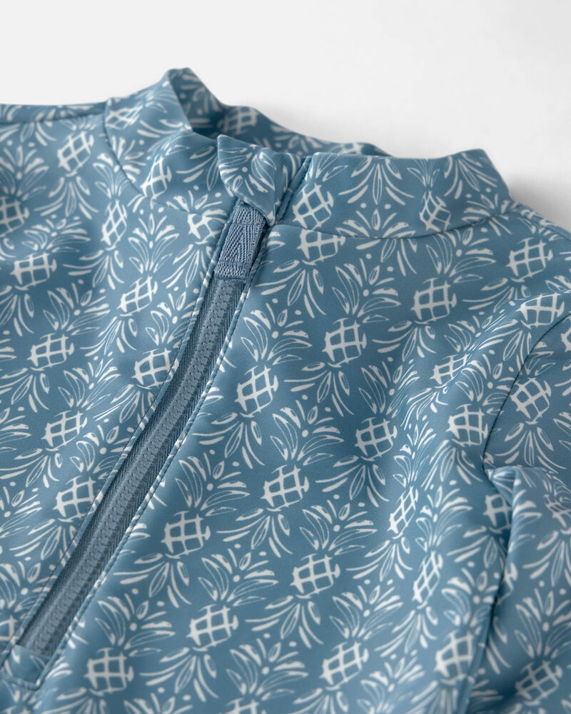 Toddler Girl Recycled Ruffle Swimsuit in Bloom Lagoon, image 3 of 5 slides