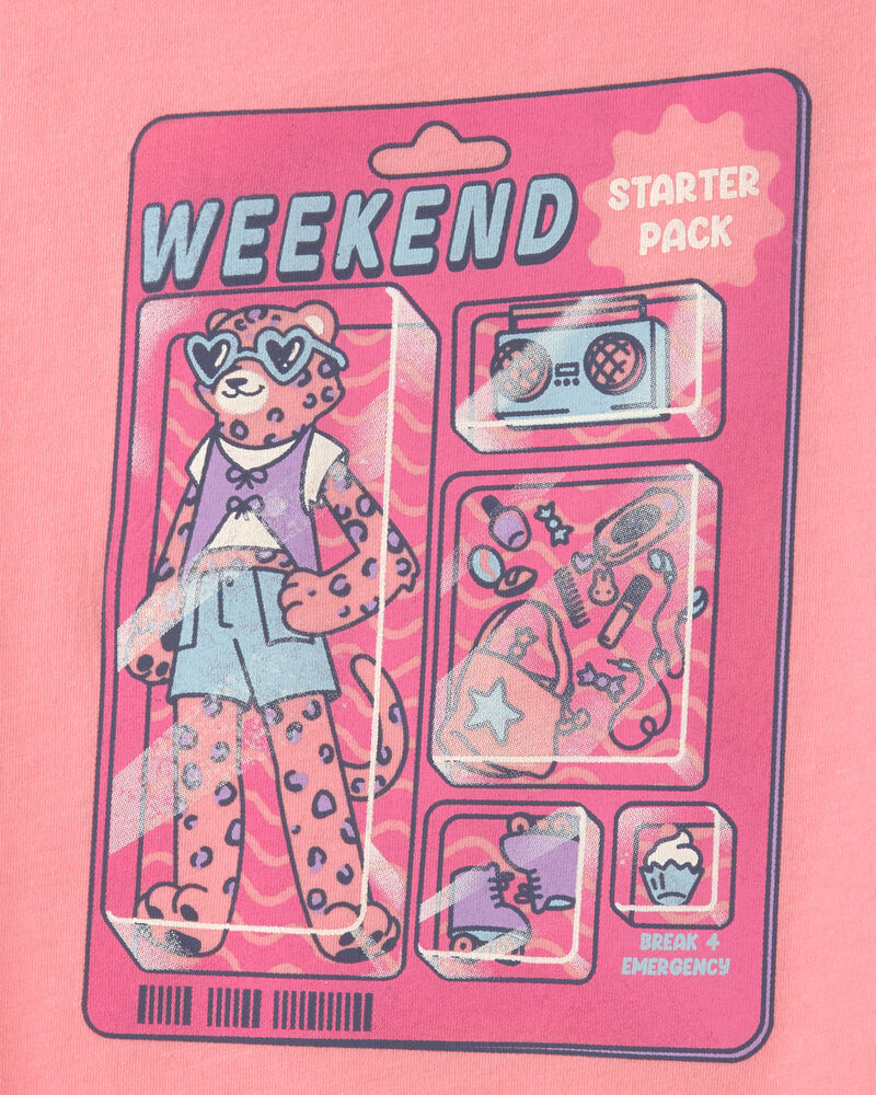 Filles - T-shirt &agrave; imprim&eacute; &laquo;Weekend Starter Pack&raquo; - Rose, image 2 sur 2 diapositives