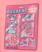 Filles - T-shirt &agrave; imprim&eacute; &laquo;Weekend Starter Pack&raquo; - Rose, image 2 sur 2 diapositives