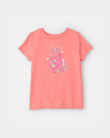Filles - T-shirt &agrave; imprim&eacute; &laquo;Sticker Queen&raquo; - Orange, 