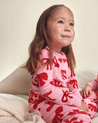 Toddler Girl 2-Piece Bows DreamPlush Snug Fit Pyjama Set - Pink, image 6 of 7 slides