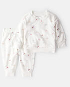 Baby Girl Paint Print PurelySoft Long-Sleeve Tee & Pant Set - White, image 1 of 6 slides
