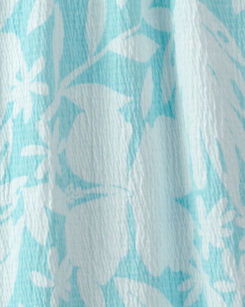 Girls Tropical Floral Tank Dress - Blue, image 3 of 4 slides