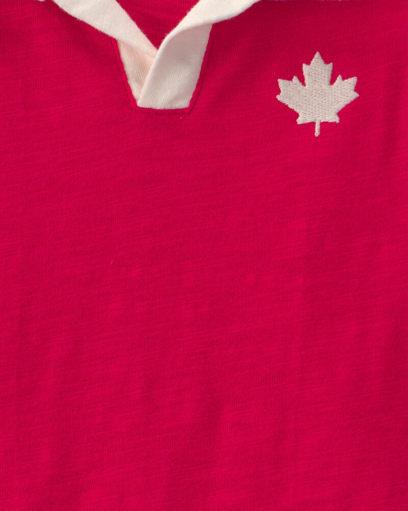 Baby Boy Canada Day Short Sleeve Polo Romper - Red, image 2 of 3 slides