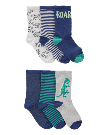 Kid 6-Pack Dinosaur Crew Socks, 