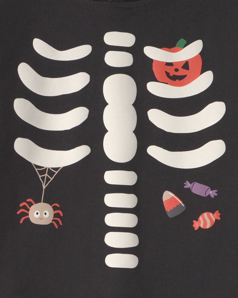 Toddler Boy Skeleton Halloween Hoodie - Black/White, image 3 of 4 slides