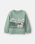 Toddler Boy Dog Fleece Pullover Sweatshirt - Green, image 1 of 5 slides