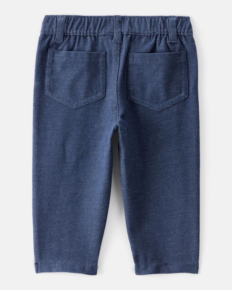 Baby Girl Knit Pull-On Pants - Blue, image 2 of 4 slides
