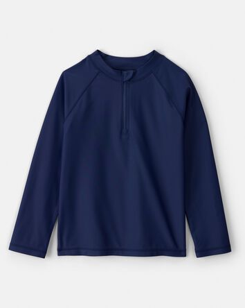 Boys 2-Piece Rashguard & Swim Trunk Set - Navy/Coral, 
