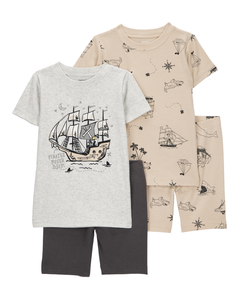 Toddler Pirate Print Snug Fit 4-Piece Pyjamas, image 1 of 4 slides