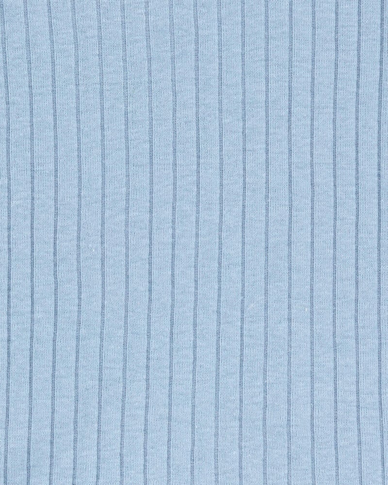 Toddler Solid Ribbed Cotton Blend 2-Piece Pyjamas - Blue, image 2 of 3 slides