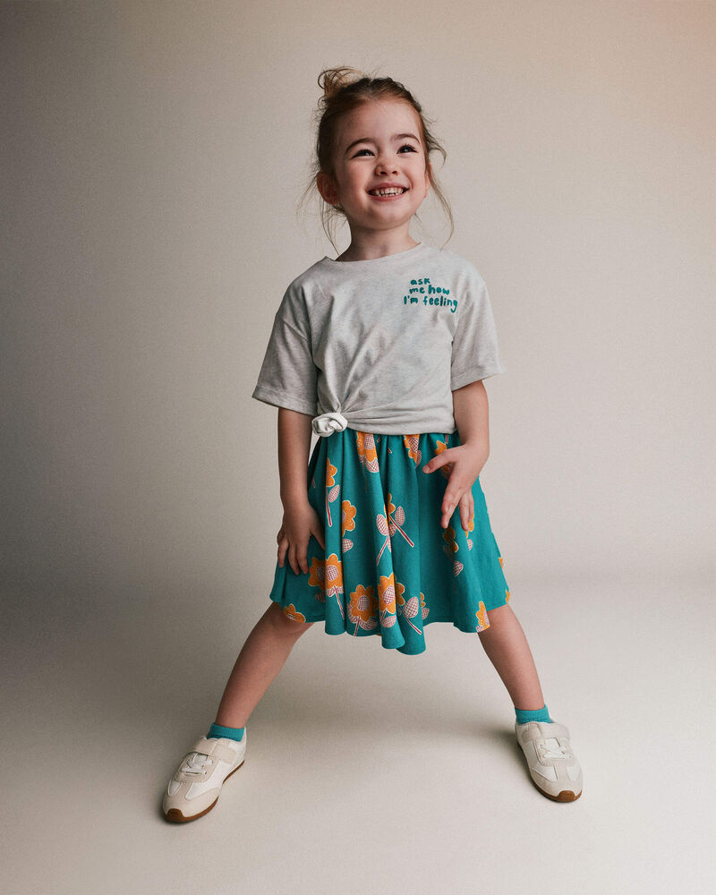 Toddler Girl 'Ask Me How I'm Feeling' Rolled Cuff Tee - Heather Grey, image 3 of 6 slides