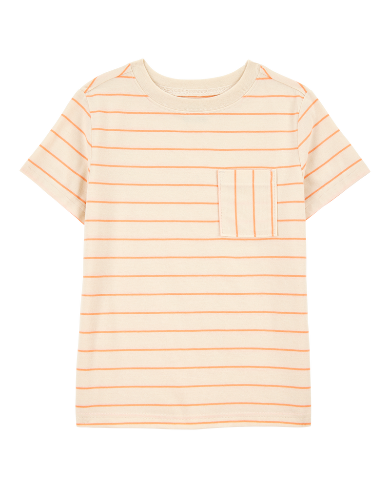 Kid Striped Short-Sleeve Pocket Tee - Orange, image 1 of 3 slides