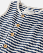 Baby Organic Cotton Waffle Knit Romper in Stripes, image 2 of 3 slides