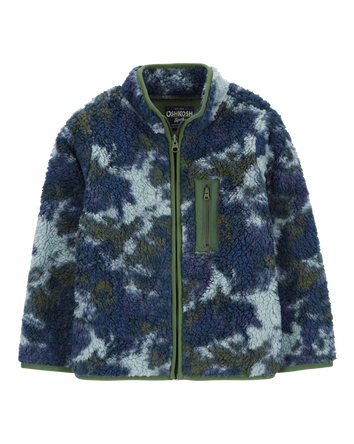 Kid Tie Dye Fleece Knit Jacket - Navy, 