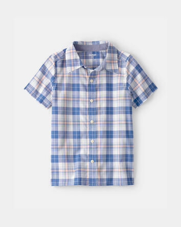 Gar&ccedil;ons - Chemise boutonn&eacute;e &agrave; manches courtes, motif &eacute;cossais - Bleu, 