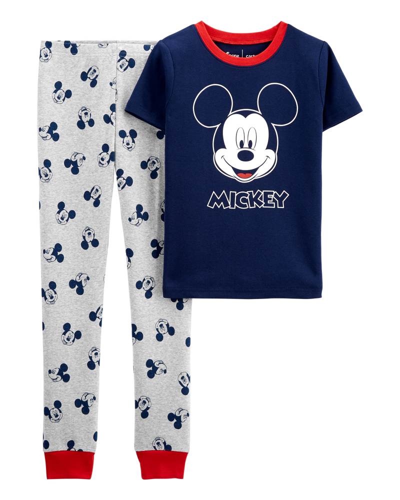 Kid 2 Piece Mickey Mouse 100 Snug Fit Cotton Pyjamas