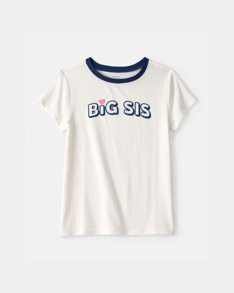 Filles - T-shirt &agrave; imprim&eacute; &laquo;Big Sis&raquo; - Cr&egrave;me, image 1 sur 3 diapositives