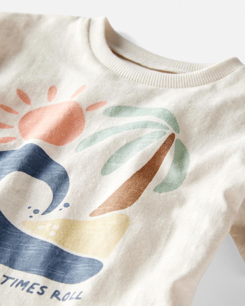 Bébé T-shirt en coton biologique à imprimé plage, image 2 sur 4 diapositives