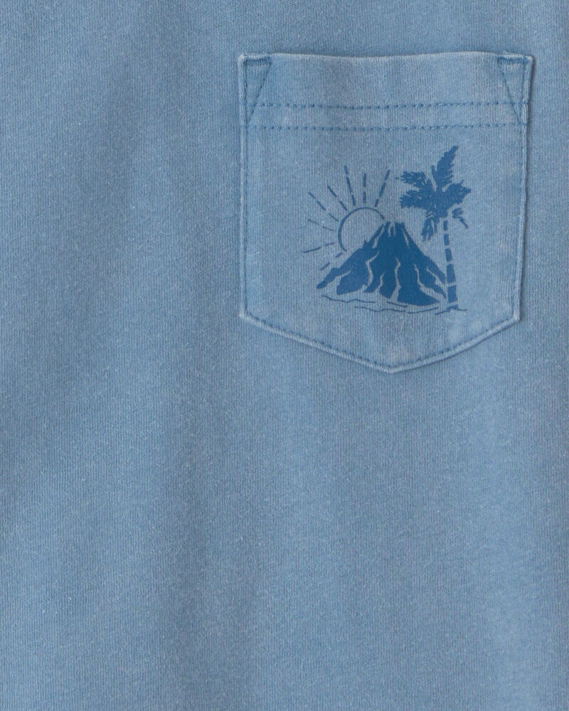 Tout-petit gar&ccedil;on - T-shirt &agrave; imprim&eacute; d&rsquo;&icirc;le tropicale sur la poche - Bleu, image 2 sur 2 diapositives