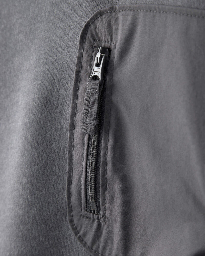 Baby Boy French Terry Zipper Pullover Sweatshirt - Grey, image 2 of 4 slides