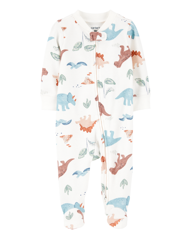 Bébé garçon - Grenouillère en coton à glissière à 2 sens à imprimé de dinosaure, image 1 sur 3 diapositives
