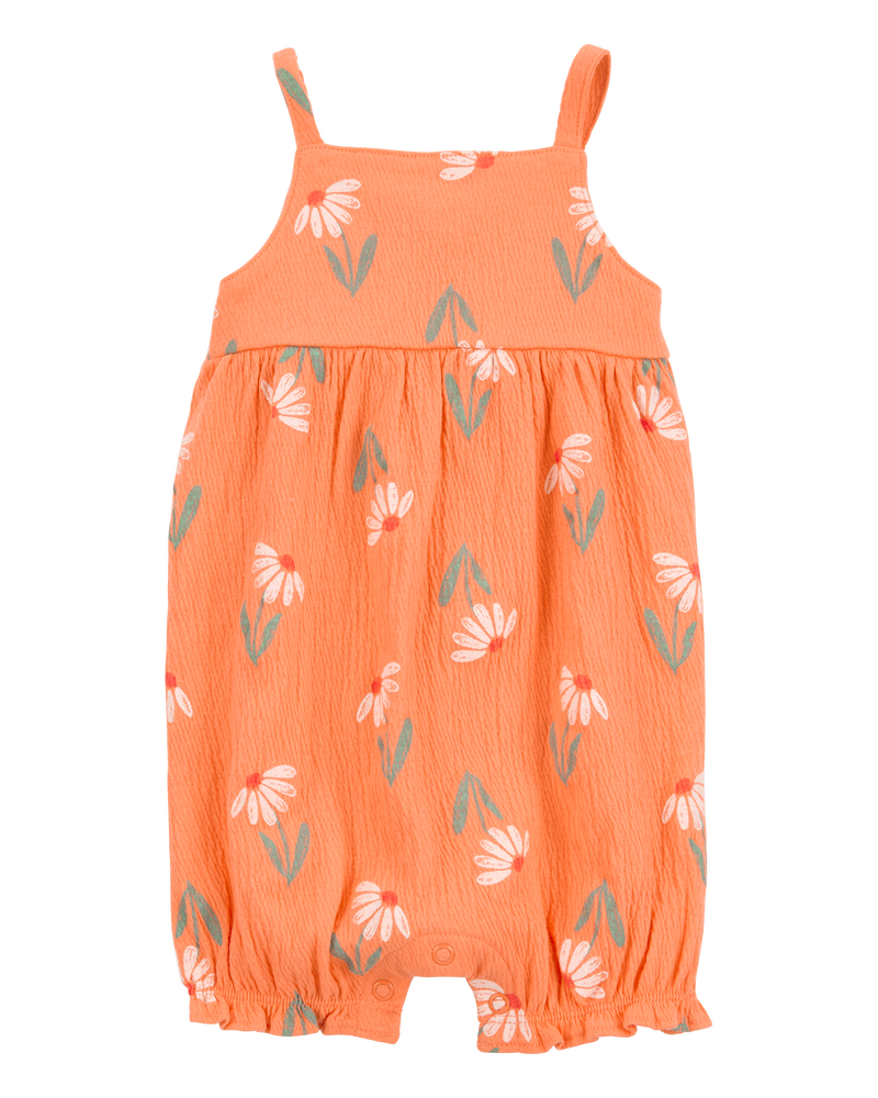 Baby Floral Tank Romper - Orange, image 1 of 4 slides