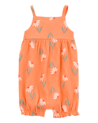 Baby Floral Tank Romper - Orange, image 1 of 4 slides