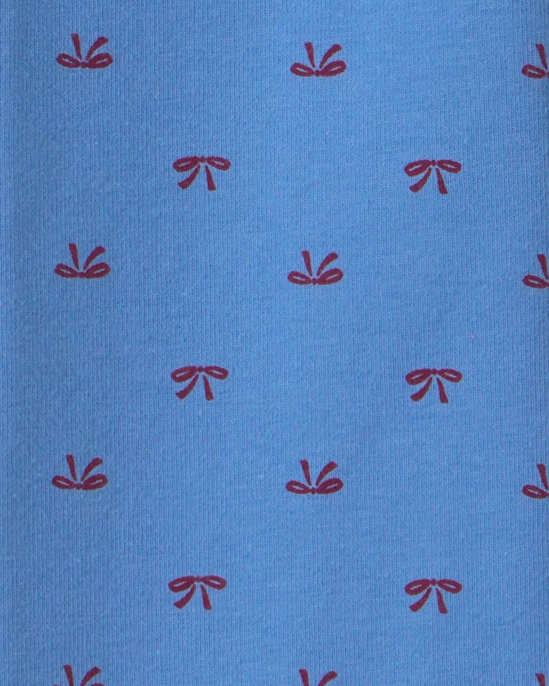 Toute-petite fille - Legging extensible &agrave; jambe &eacute;vas&eacute;e en coton &agrave; motif n&oelig;ud - Bleu, image 3 sur 3 diapositives