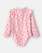 Baby Girl Cherry Long-Sleeve 1-Piece Rashguard Swimsuit - Pink, image 3 of 5 slides