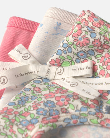 Girls 3-Pack Organic Cotton Hipster Underwear in Floral, 