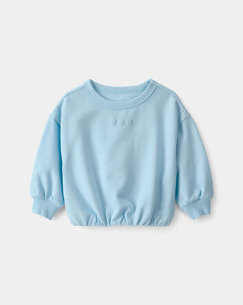 Baby Girl Flowers French Terry Pullover Sweatshirt - Blue, 