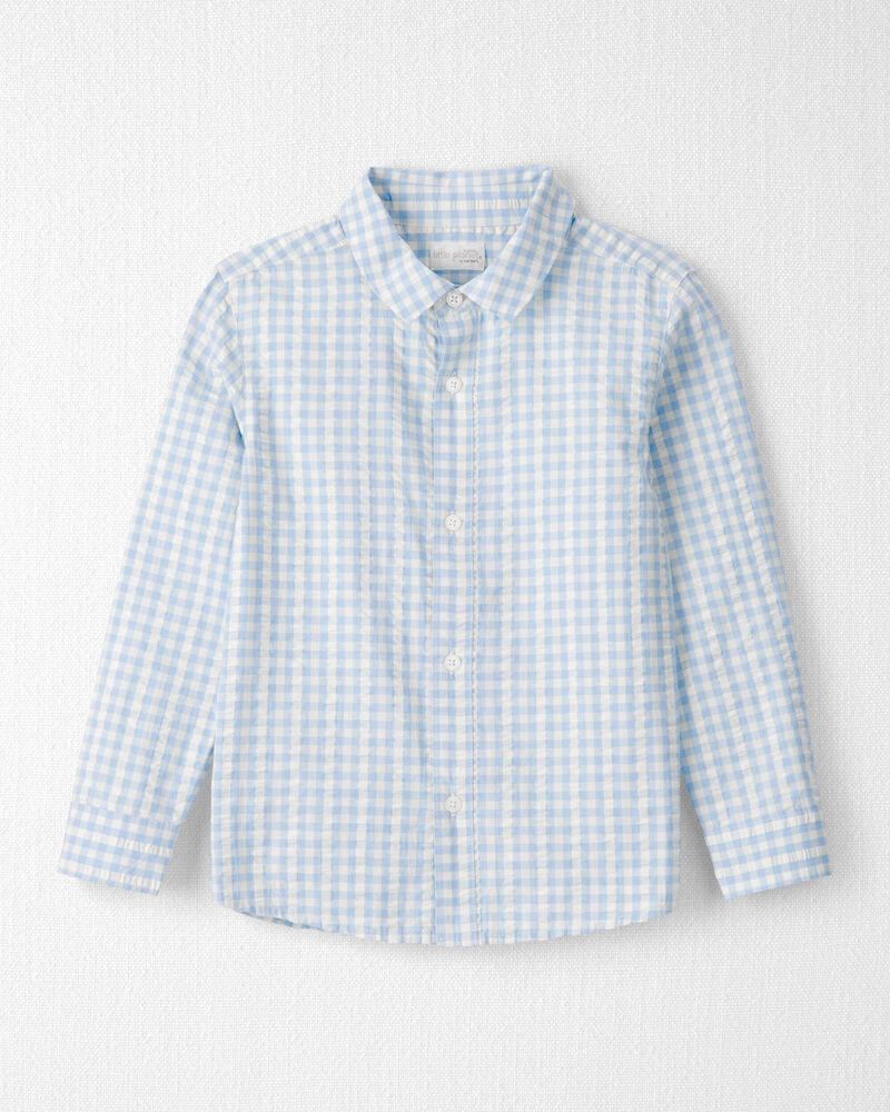 Boys Gingham Button-Front Shirt Made with Organic Cotton, image 1 of 4 slides