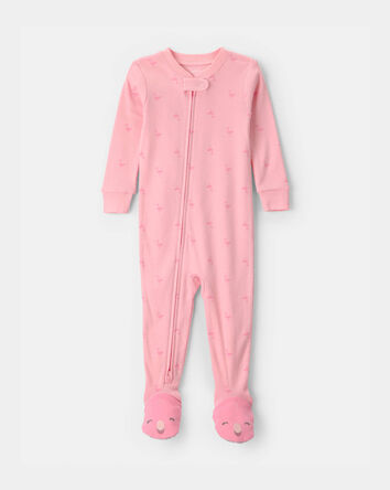 Toddler Girl Flamingo 100% Cotton Snug Fit 1-Piece Pyjama - Pink, 