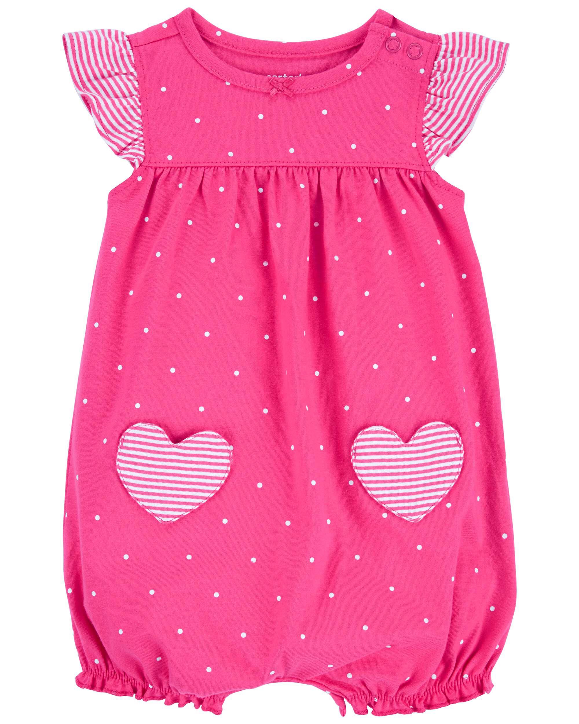 Pink Heart Pocket Cotton Romper Carter s Oshkosh Canada