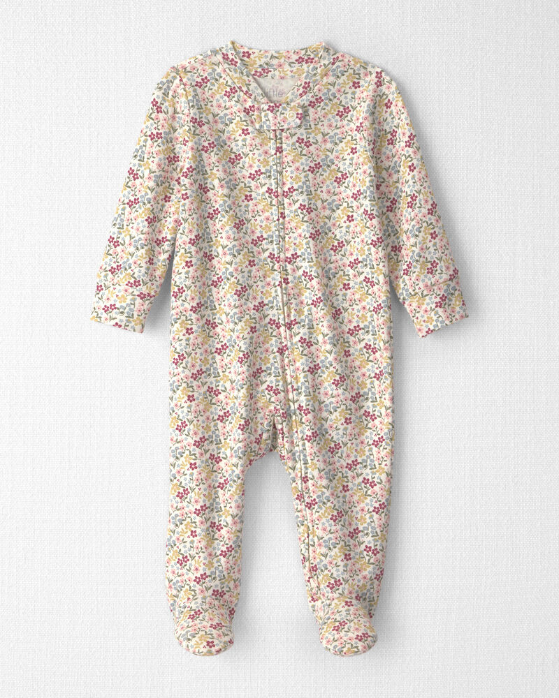 B&eacute;b&eacute; fille - Grenouill&egrave;re en coton biologique &agrave; motif Floral, image 1 sur 4 diapositives