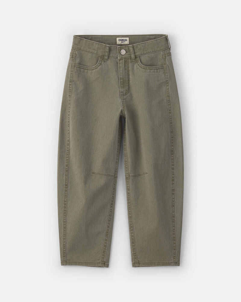 Girls Twill Barrel Jeans - Olive Green, image 1 of 4 slides