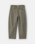 Girls Twill Barrel Jeans - Olive Green, image 1 of 4 slides